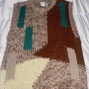 Colorblock Knit Sweater Vest wool hand knit vintage